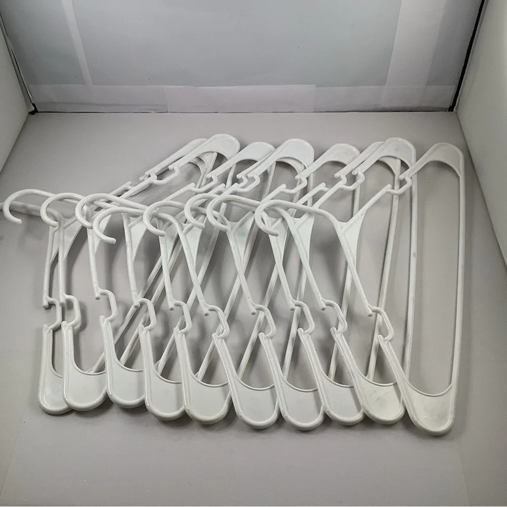 10 White Plastic Hangers for Dresses, Tops and Sweaters